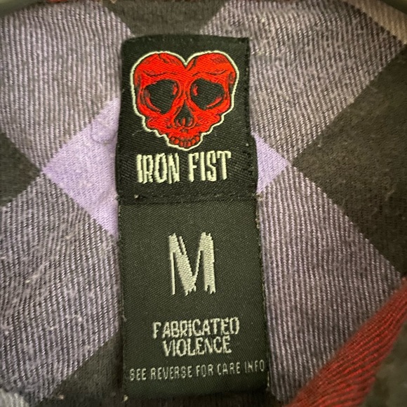 Iron Fist Vintage Embroidered Purple Plaid Women’s Button Down Shirt Y2K Size M - Picture 5 of 9